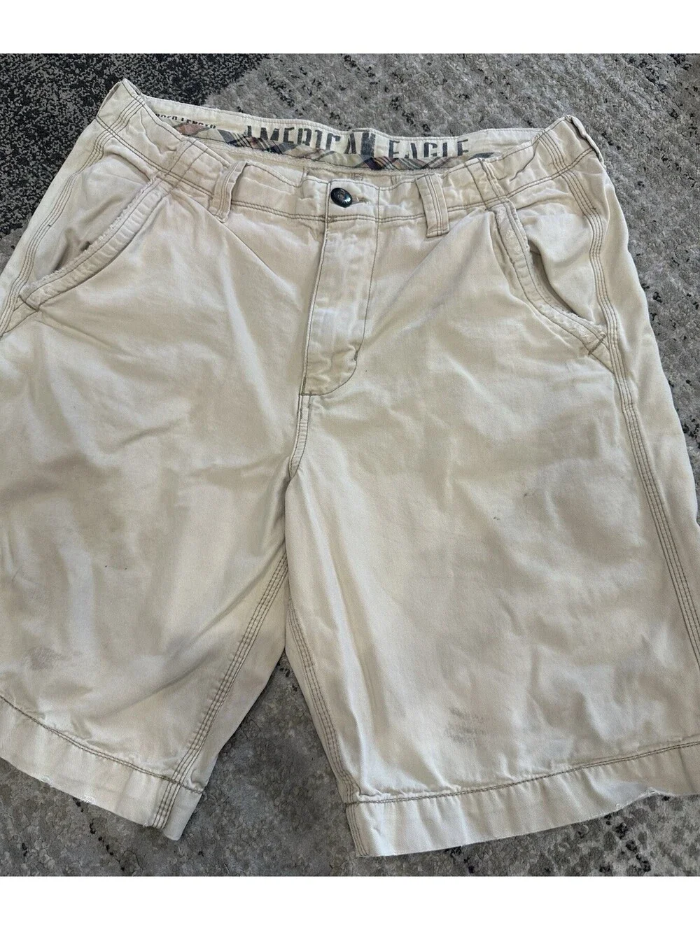 BKE Black Men's Beige Cotton Chino Shorts Flat Front Button Slash Pockets